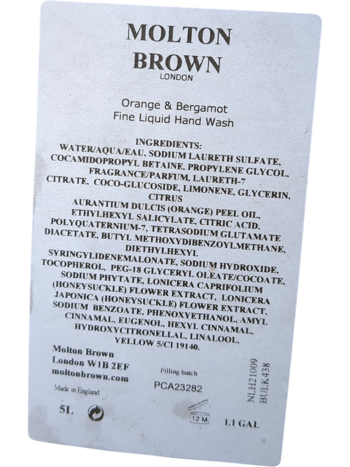 Molton Brown | Orange & Bergamot Liquid Hand Wash | 5L