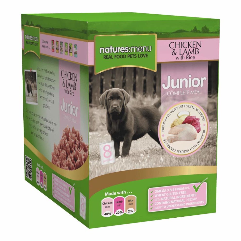Natures Menu Junior Dog Food Pouch Chicken & Lamb - Your Dog's Club - 8 X 300g