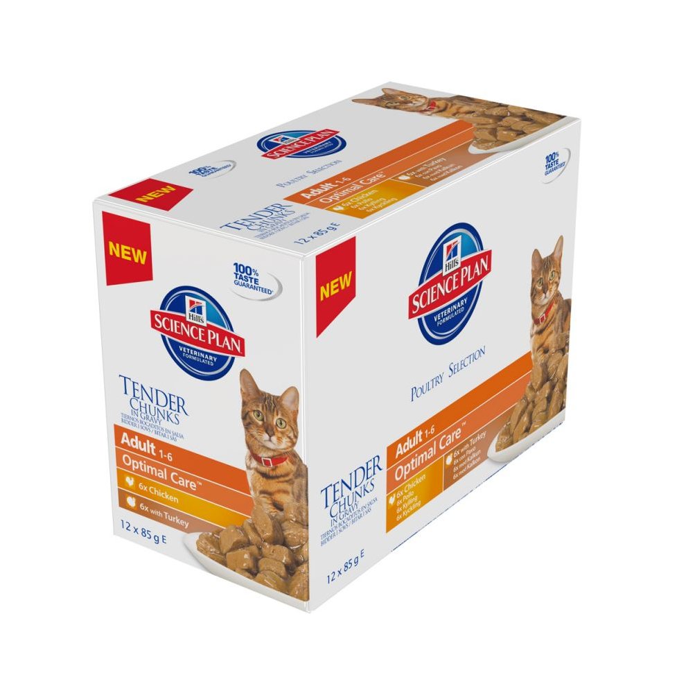 Hill's Science Plan Adult Multipack Pouches Wet Cat Food Chicken & Turkey 85g X 12