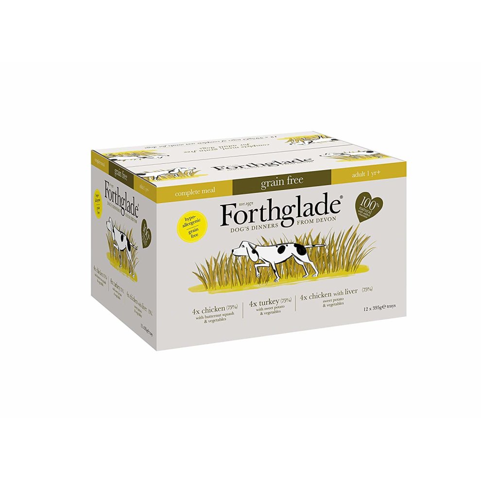 Forthglade Poultry Variety Complete Grain Free (chicken, Turkey & Chicken with Liver) 12x395g