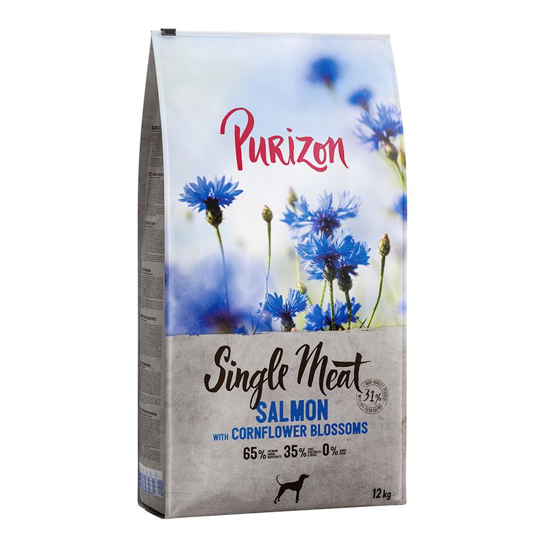 Purizon Single Meat Adult Dog - Grain-Free Salmon with Cornflower Blossoms -12KG