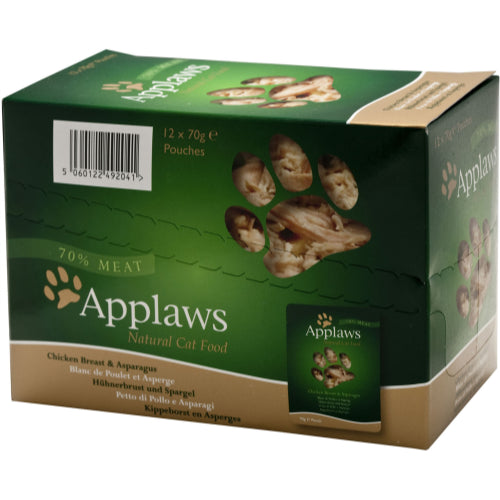 Applaws Adult Cat Pouches in Broth 12 X 70g - Chicken with Asparagus