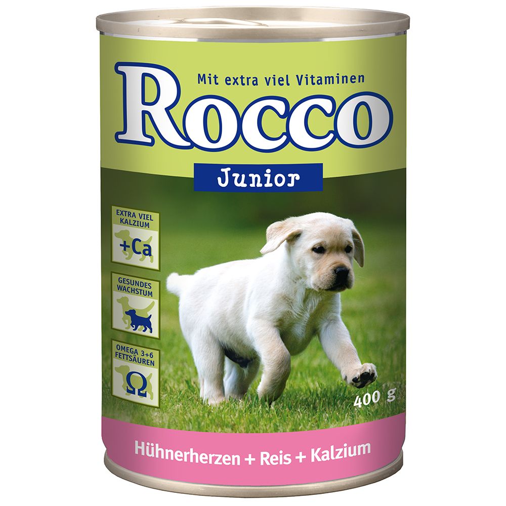 Rocco Junior Multibuy 6 X 400g - Poultry with Chicken Hearts & Rice