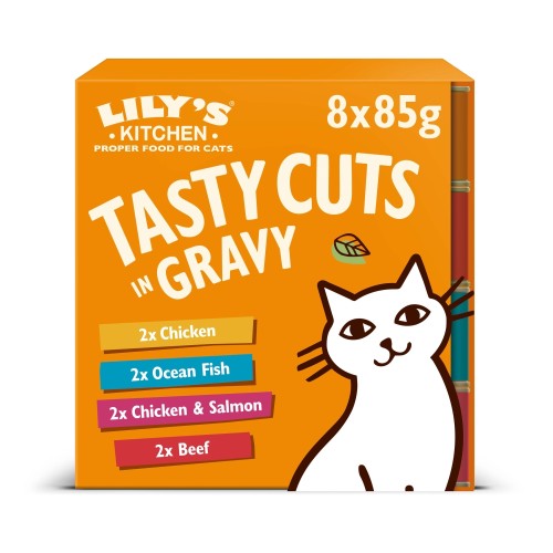 Lily's Kitchen Tasty Cuts in Gravy Mixed Multipack Wet Food for Cats, 8 X 85g