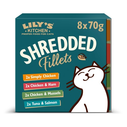 Lily's Kitchen Shredded Fillets in Broth Multipack Wet Food for Cats, 8 X 70g