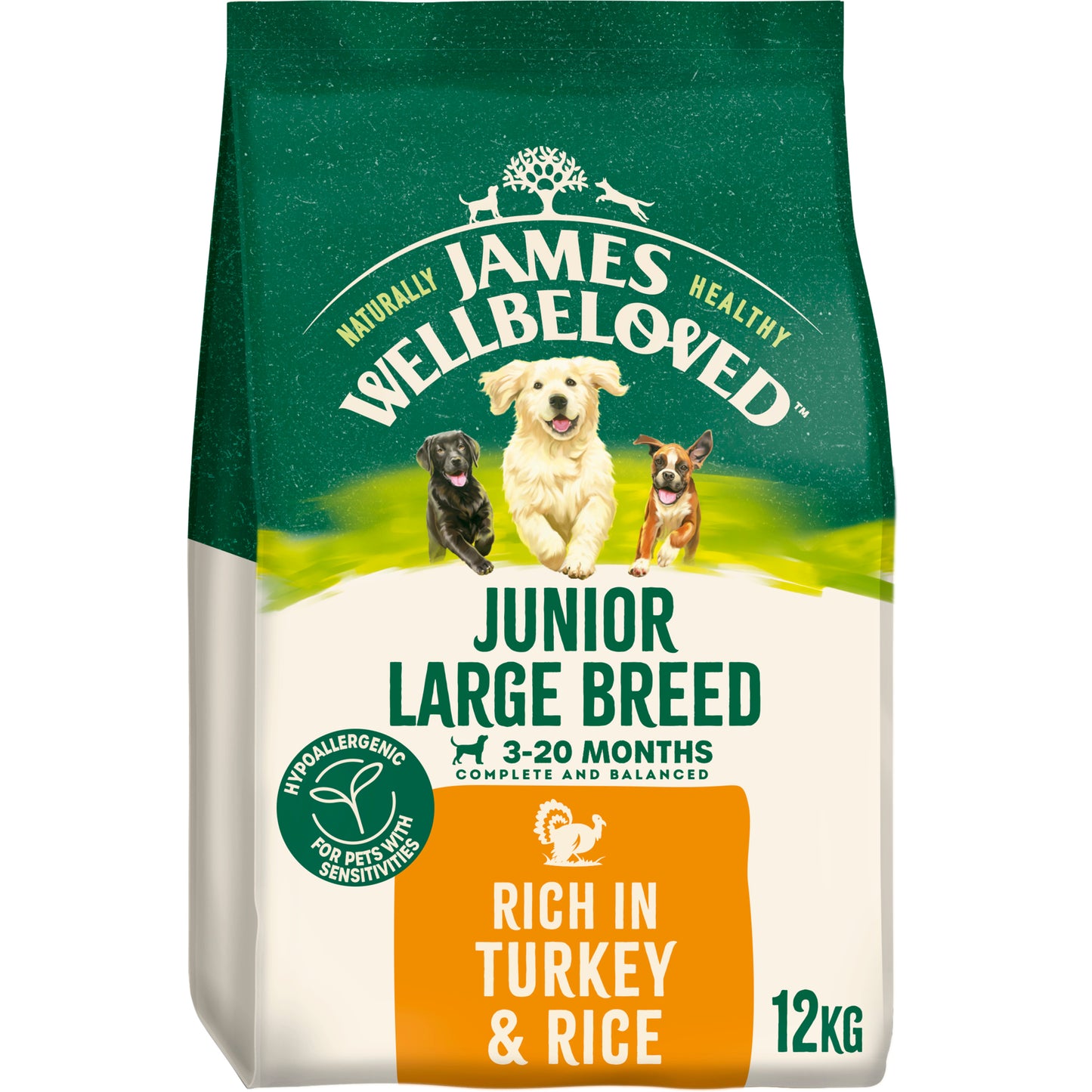 James Wellbeloved Junior Large Breed - Turkey & Rice, 12kg
