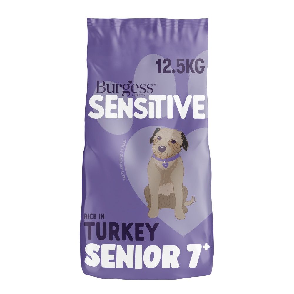 Burgess Sensitive Dry Senior Dog Food 7+ Rich in Turkey, 12.5 Kg