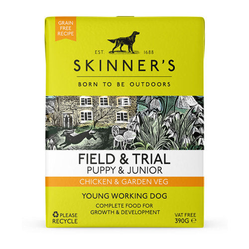 Skinner's Field & Trial Puppy & Junior - Chicken & Garden Veg, Wet Dog Food, Grain Free, 390g (Pack of 18)