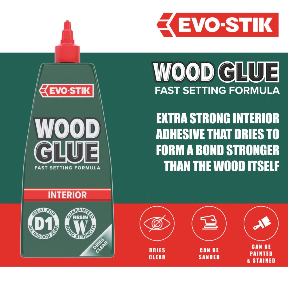 Evo Stik| Wood Glue Fast Setting| Interior | 1L