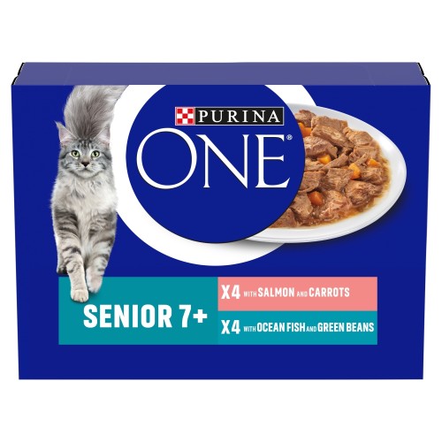 Purina One Senior 7+ Mini Fillets Salmon & Ocean Fish Wet Cat Food, 8 X 85g