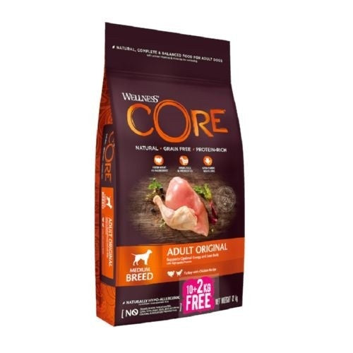Wellness CORE Original, Dog Food Dry, Grain Free - Turkey & Chicken, 10 Kg