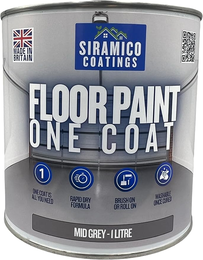 Siramico Coatings| Floor Paint- One Coat- Mid Grey-1L