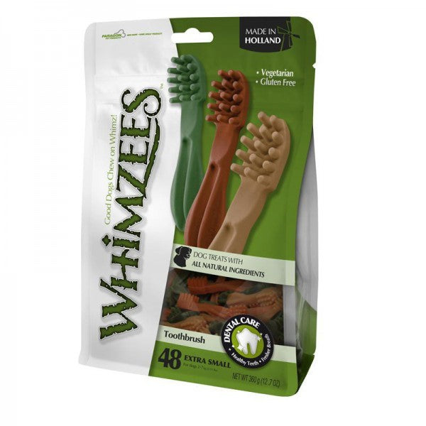 Whimzees Natural Daily Dental Treats Toothbrush Extra Small Dog 2-7kg (48 Pack)