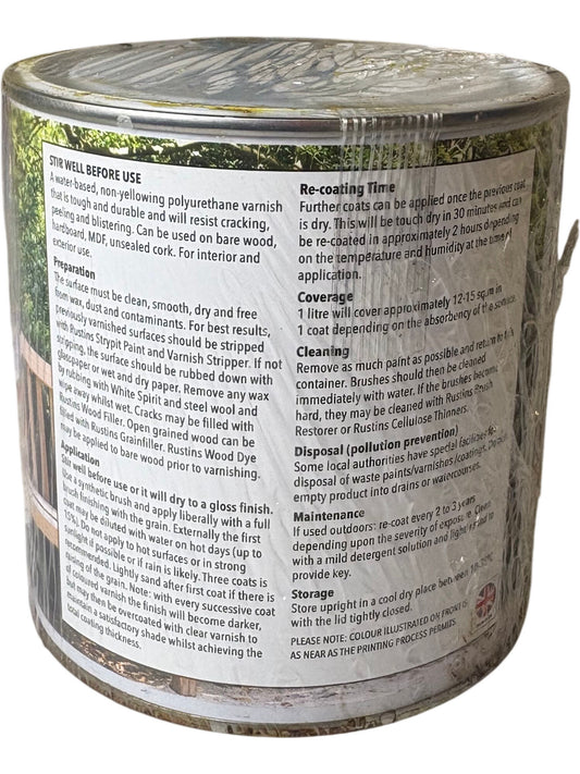 Rustins Quick Dry Polyurethane Varnish Satin Pine 1L