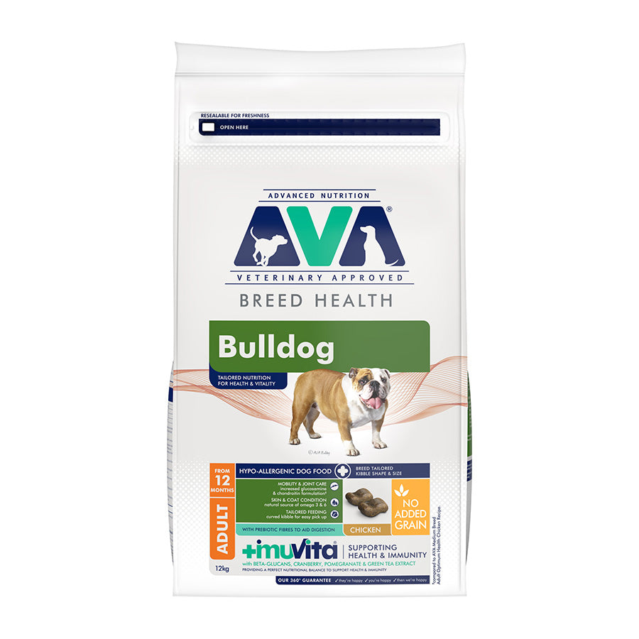 AVA| Bulldog Adult Dry- Chicken- No Added Grain- Hypoallergenic- 12kg