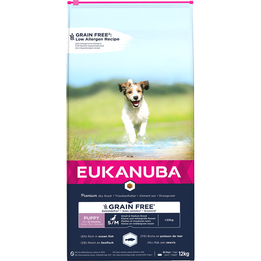 Eukanuba Grain-Free Small & Medium Breed Puppy with Ocean Fish - 12Kg