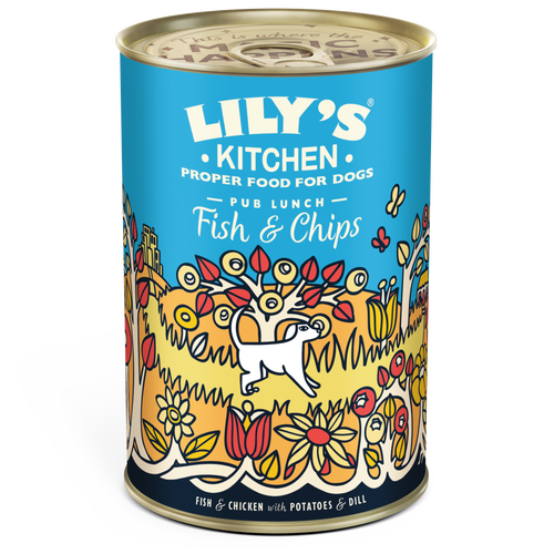 Imperfect Picks Dented Cans - Lily's Kitchen - Fish & Chips - Dog Food (Wet) 6 x 400g