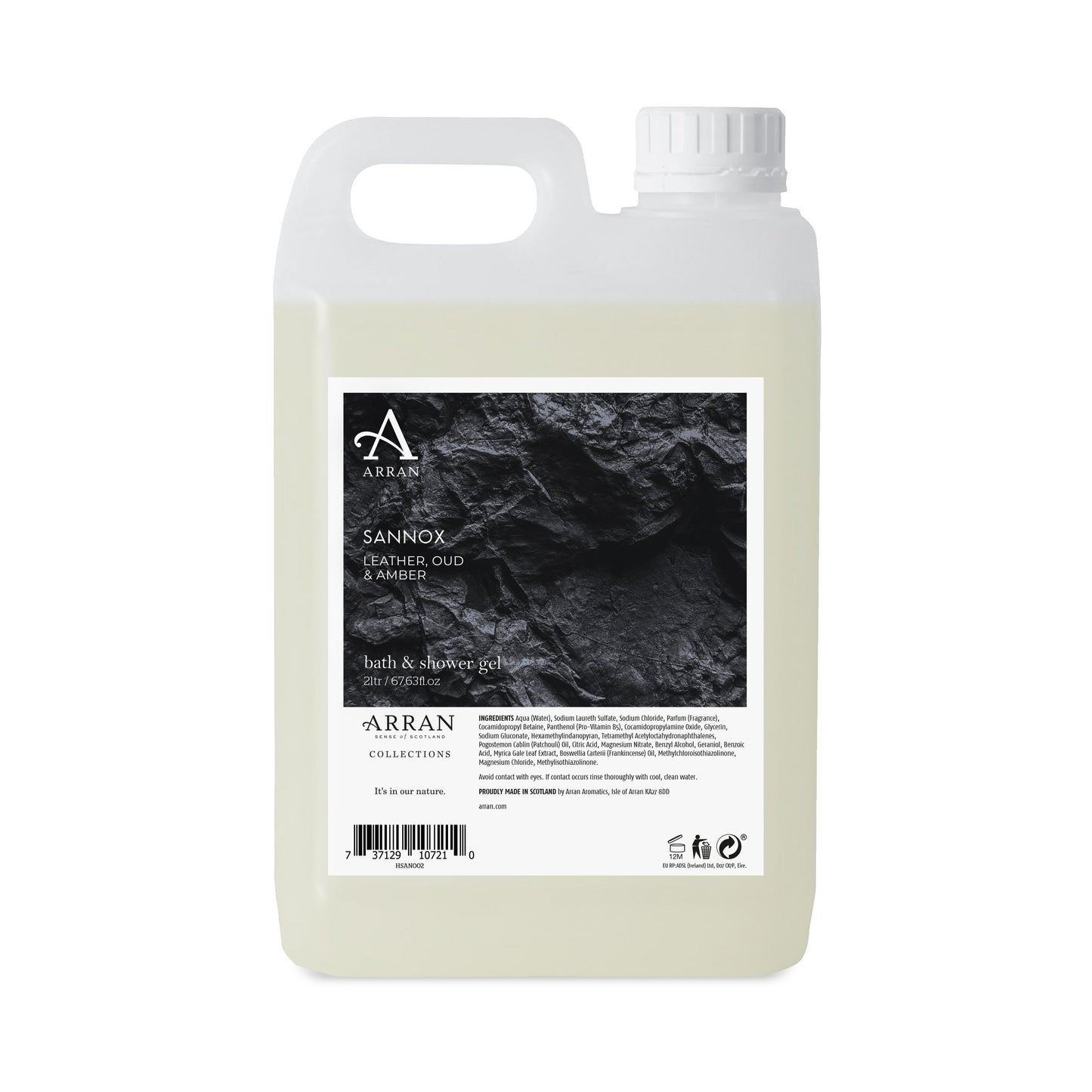 Arran| Sannox Bath & Shower Gel|Leather, OUD, Amber|2L