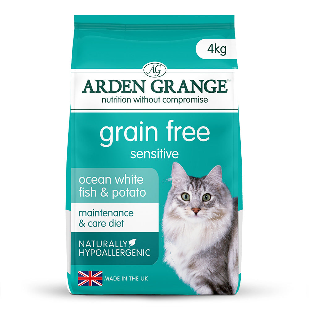 Arden Grange Grain Free Sensitive Dry Cat Food, White Fish & Potato, 4kg