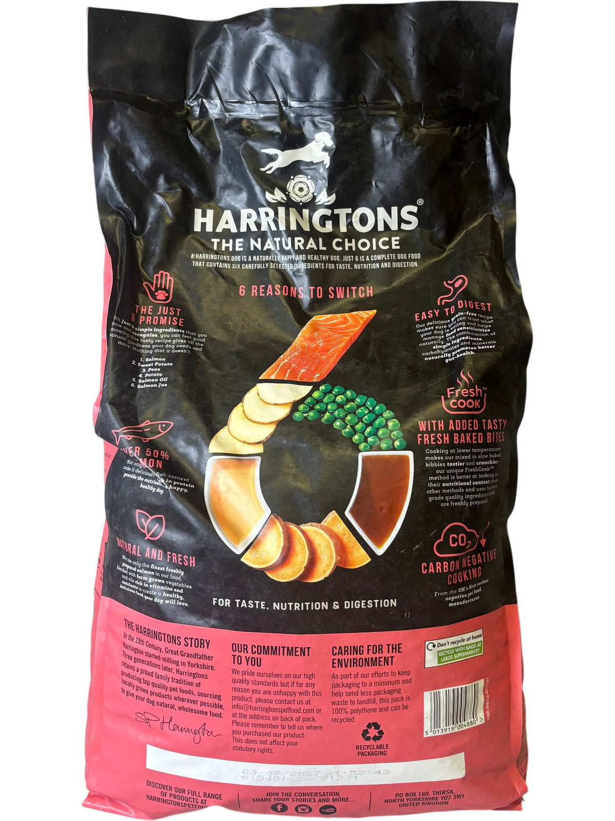 Harringtons Just 6 Salmon Dog Food 5013919004880 12kg
