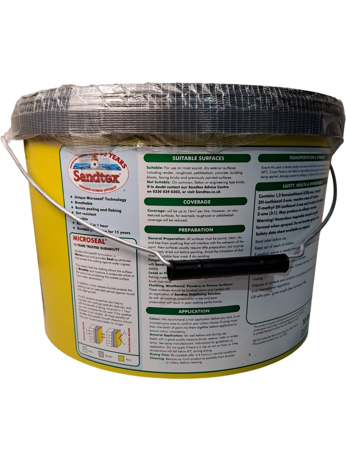 Sandtex | Microseal Smooth Masonry Paint | Pure Brilliant White | 10L
