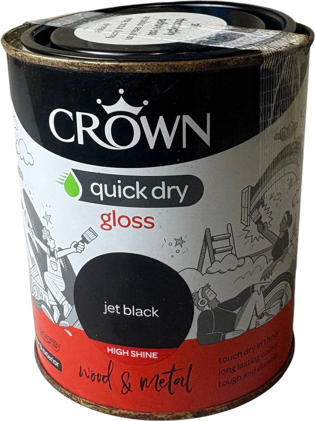 Crown Quick Dry Gloss Paint Jet Black 1L