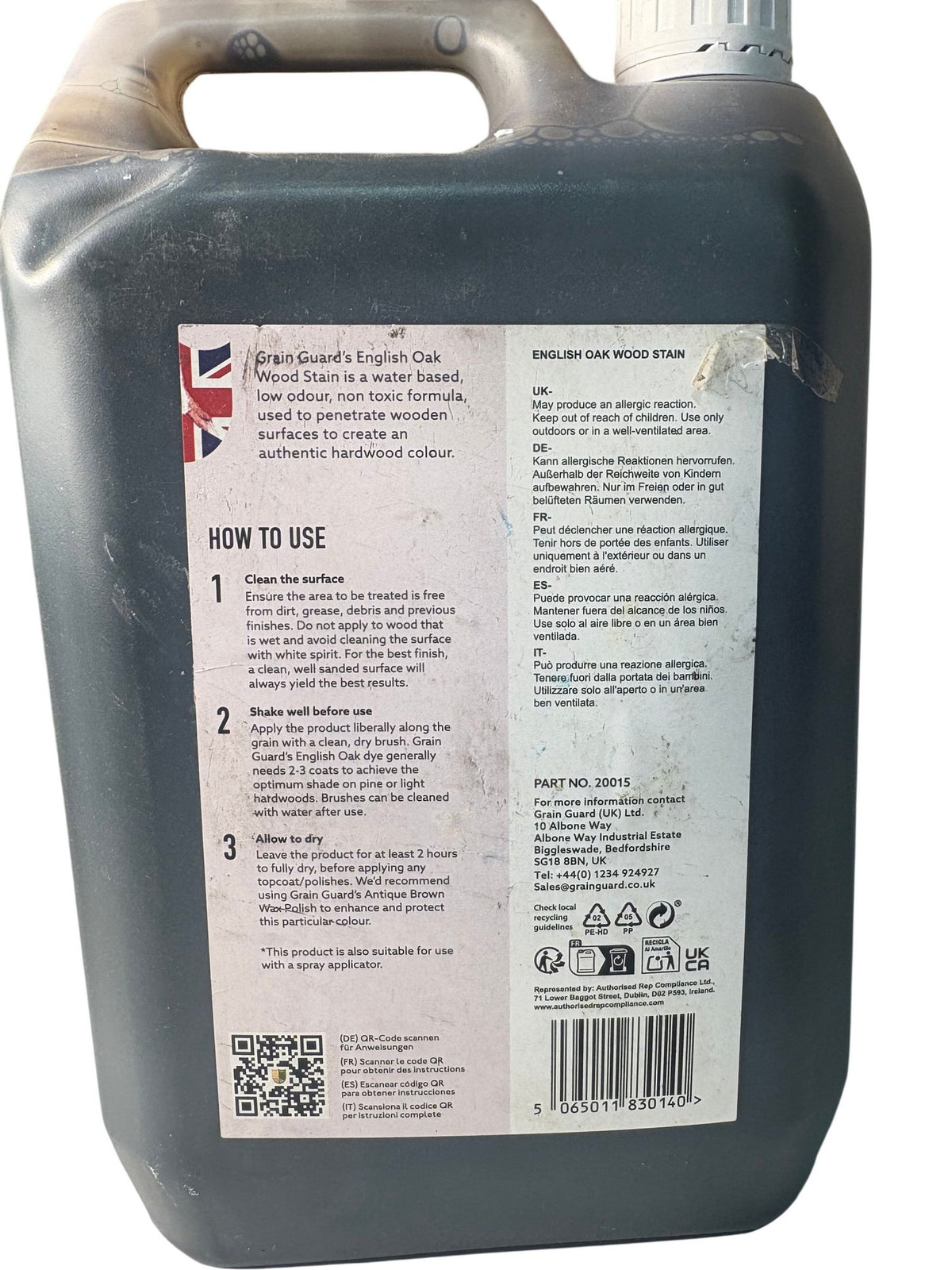 Grain Guard English Oak Wood Stain 5 Litre