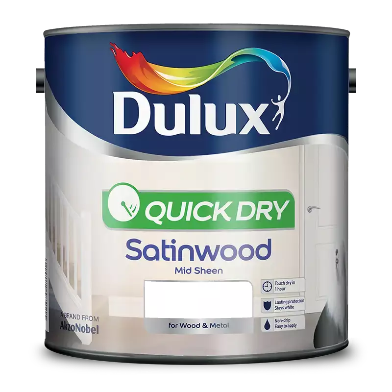 Dulux| Quick Dry Satinwood Mid Sheen-Pure Brilliant White-750ml
