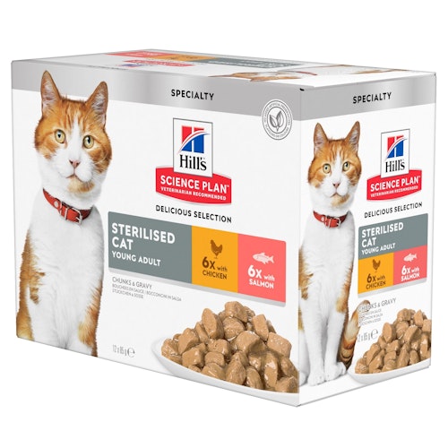 Hill's Sterilised Cat | Adult <6 | Chicken/Salmon in Gravy | 12x85g