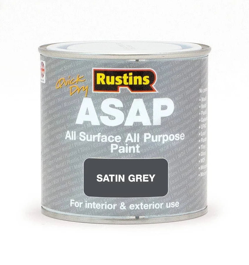 2 x 500ml| Rustins| ASAP Paint| Satin Grey