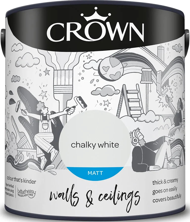 Crown| Wall & Ceiling Paint- Chalky White Matt-2.5L