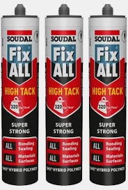 3 x 290ml| Soudal| Fix ALL- High Tack- White-Super Strong