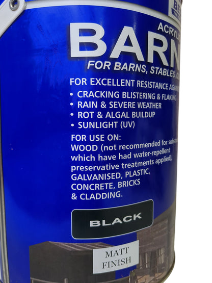 Bedec | Acrylic Exterior Barn Paint | Black | 5L
