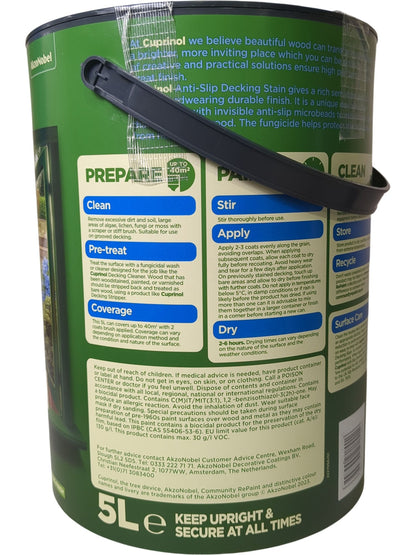 Cuprinol | Anti-Slip Decking Stain | Natural Oak | 5L