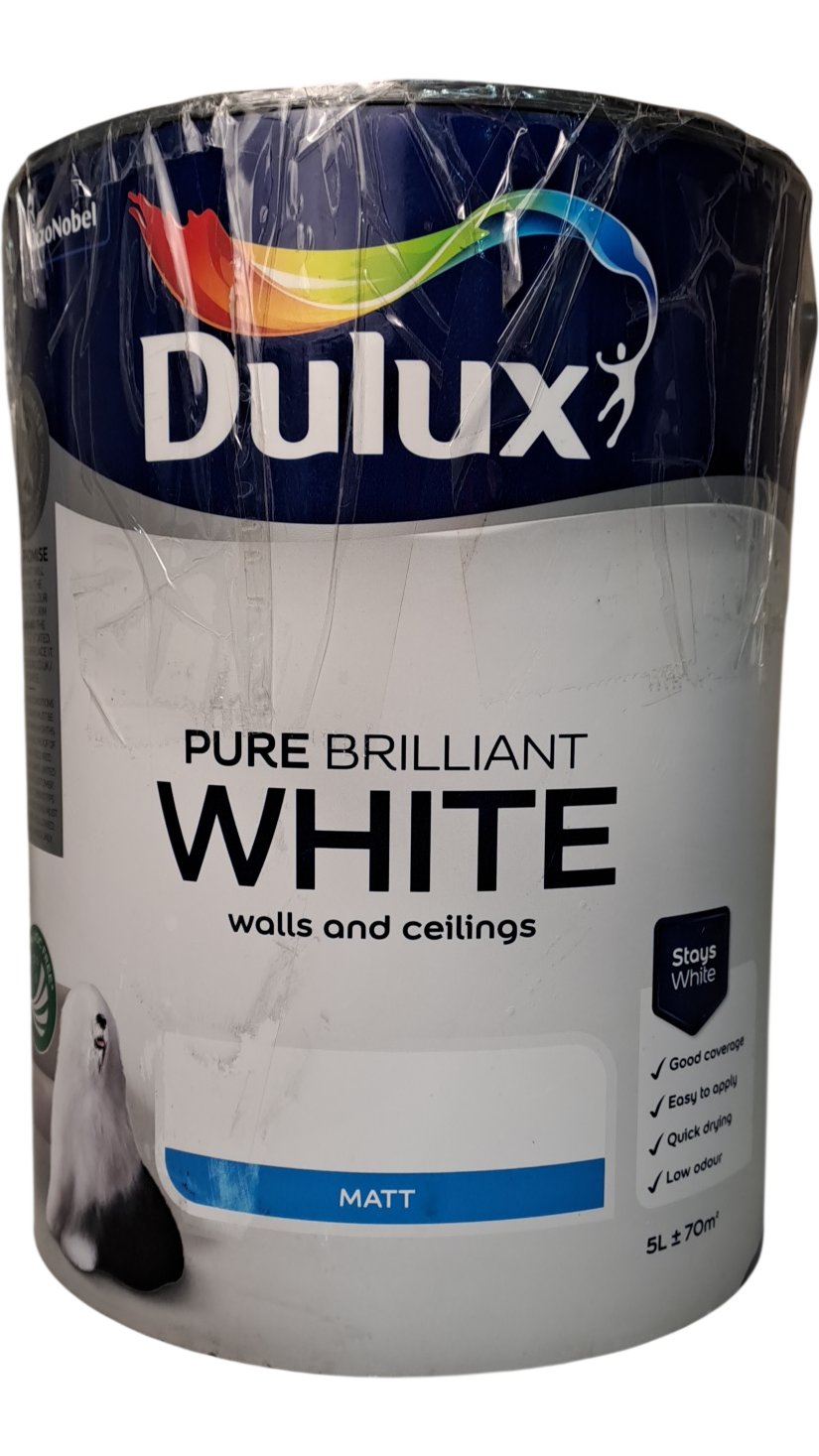 Dulux | Pure Brilliant White Paint | Matt | 5L
