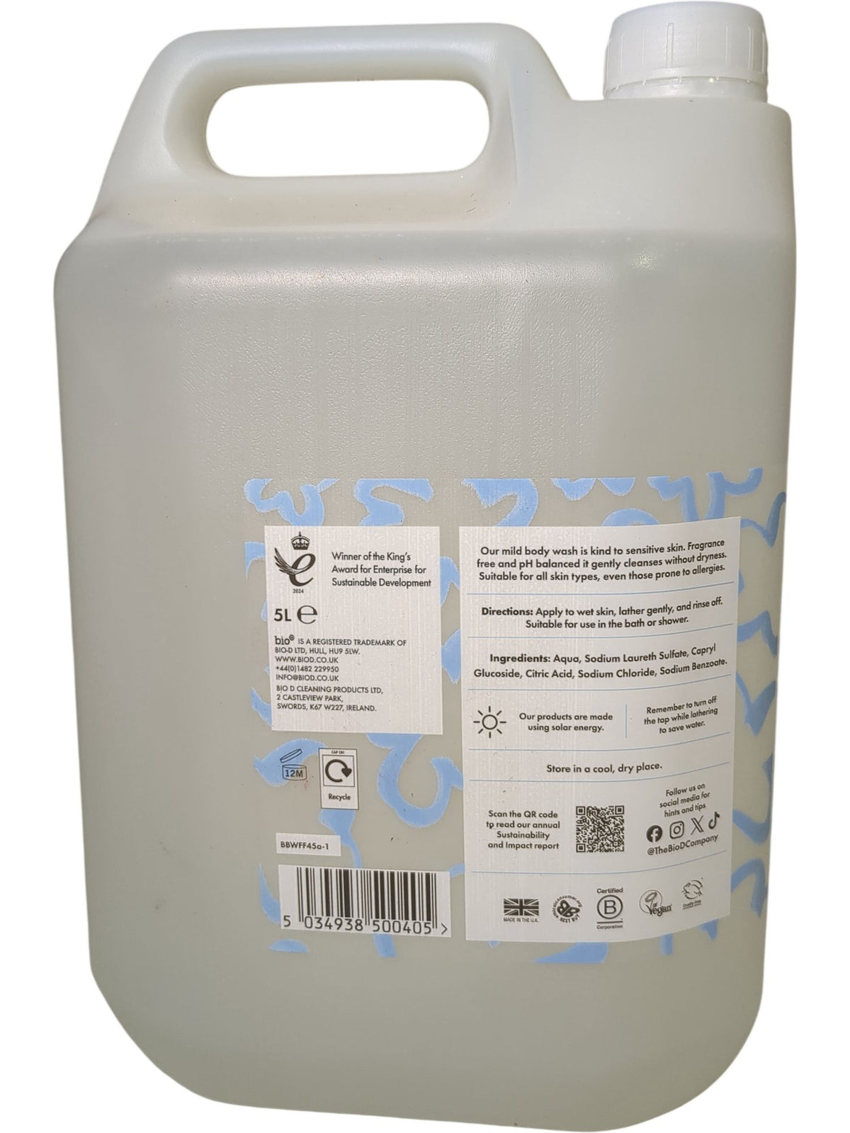 Bio D | Body Wash | Fragrance Free | 5L
