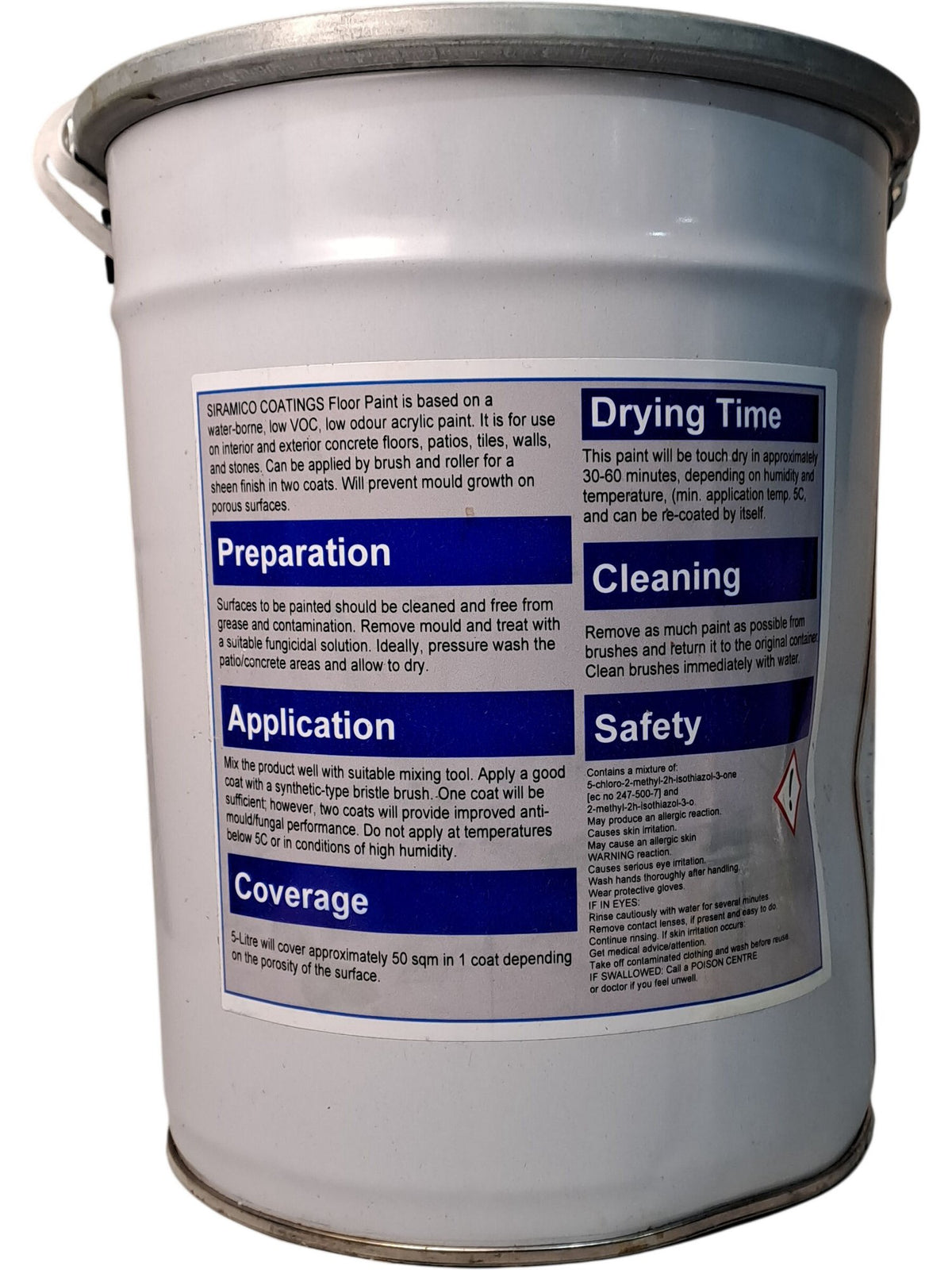 Siramico Coatings | One Coat Anti-Slip Floor Paint | Mid Grey 5L