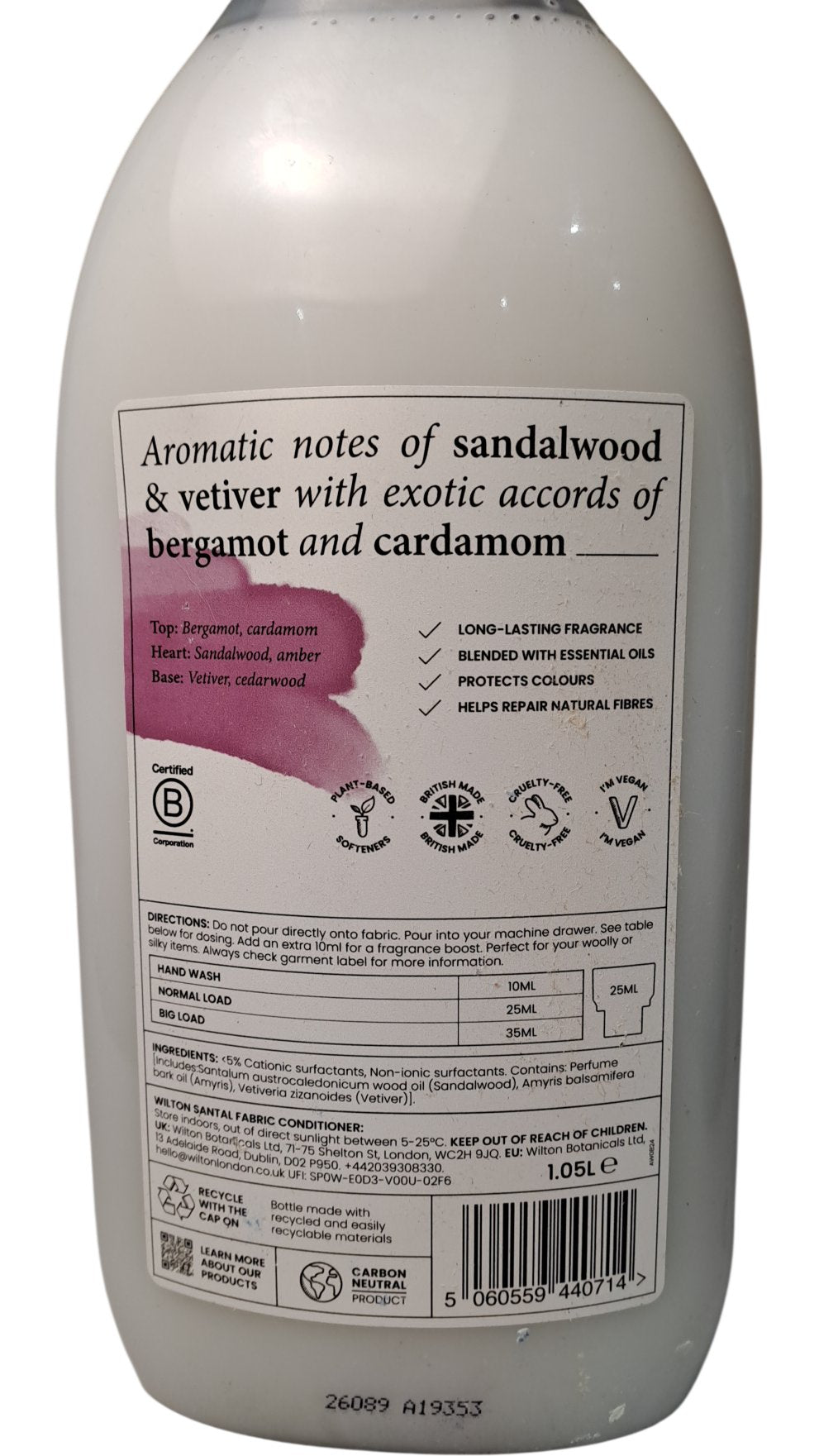 Wilton London | Santal Botanical Fabric Conditioner | 5060559440714 | 1.05L