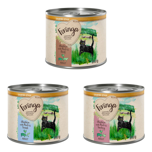 Feringa Country Style Menu 6 x 200 G - Mixed Pack 1: Turkey, Beef, Trout
