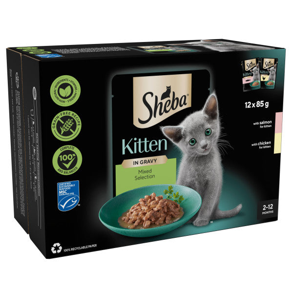 Sheba Sauce Collection Kitten Mixed Selection in Gravy 12x85g