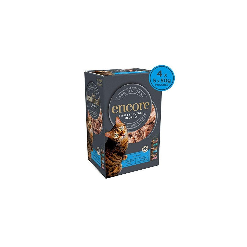 Encore 100% Natural Wet Cat Food, Multipack Fish Selection in Jelly, 4x 5x50g Pouch