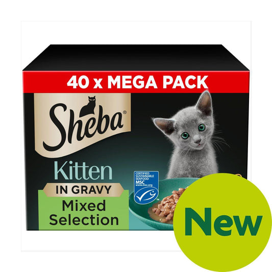 Sheba Sauce Collection Kitten Cat Pouches Mixed Selection in Gravy, 40 X 85g
