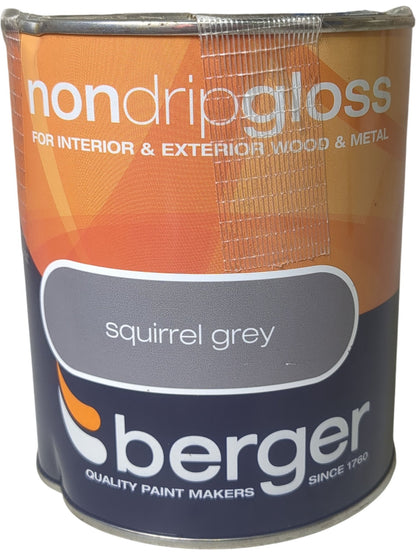Berger | Non Drip Gloss Paint | Squirrel Grey | 750ml