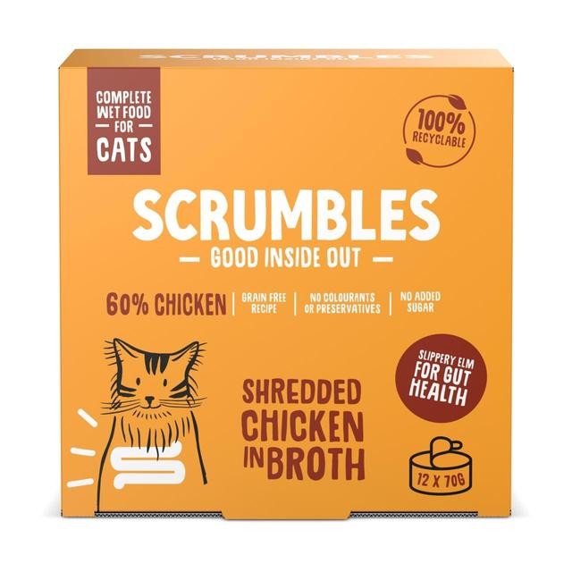 Natural Wet Cat Food, Shredded Chicken in Broth 12x 70g