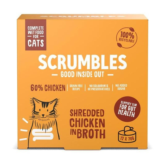 Natural Wet Cat Food, Shredded Chicken in Broth 12x 70g
