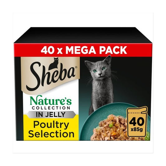 Sheba Natures Collection Cat Pouches Poultry Collection in Jelly, 40 X 85g