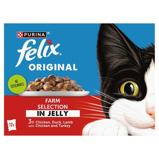 Felix Original Farm Selection in Jelly Wet Cat Food, 12 X 85g