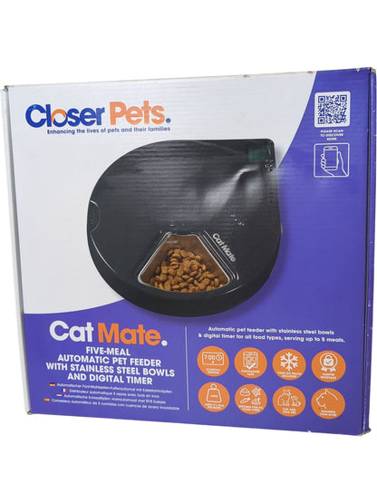 Closer Pets | Cat Mate Five-Meal Automatic Pet Feeder | Model 465G | Grey