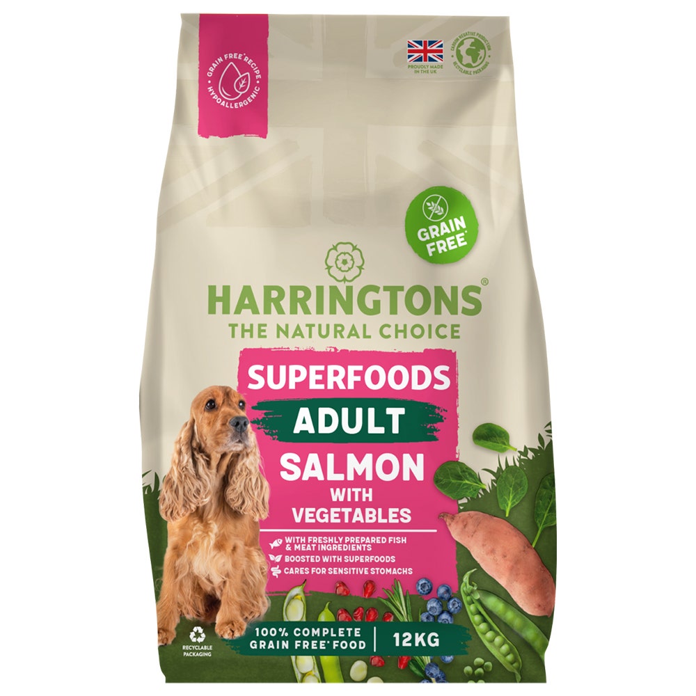 Harringtons Superfoods Grain-Free Dry Adult Dog Food Salmon & Veg - 12kg