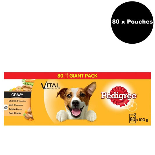 Pedigree Dog Pouches Mixed Selection in Gravy 80 X 100g Mega Pack